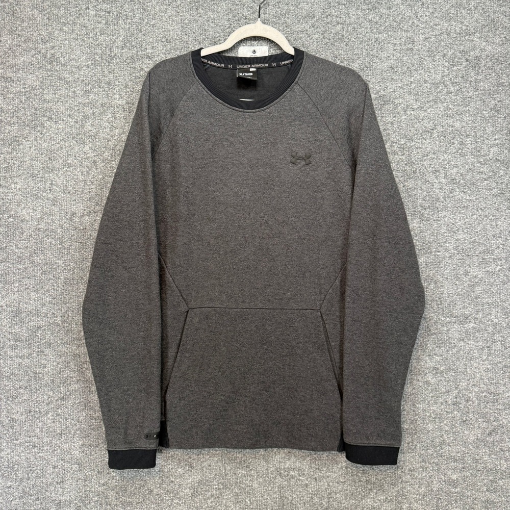 Under Armour Sweatshirt Mens XL Gray Front‎ Pocket Crewneck Pullover Fleece Soft